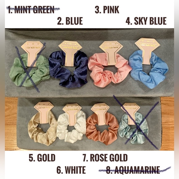 New Pink Satin Scrunchies Bride Bridesmaids Bachelorette Favors Gifts Hair Ties - Picture 2 of 3
